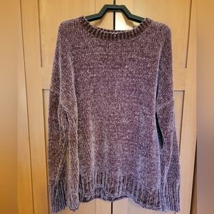 SEVEN7 Womens Large Burgundy Crew Neck Ribbed-Knit Pullover Sweater Long Sleeve